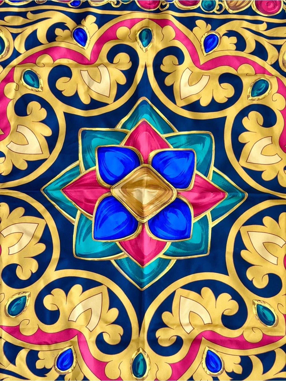 CHANEL 1980s silk Gripoix gemstone-print scarf